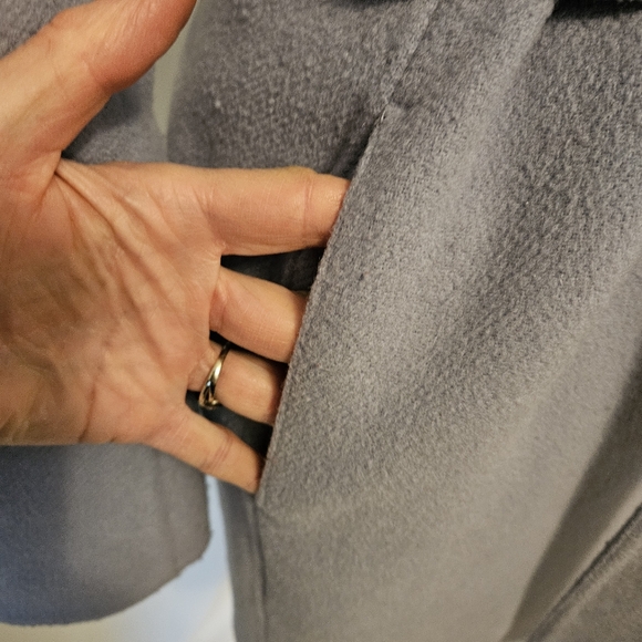 Dusty Blue Hooded Wrap Coat XS - Picture 2 of 12